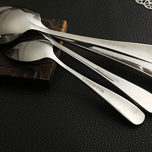 Horntide 6-Piece Soup Spoon Set Bouillon Spoon Flatware Stainless Steel Mirror Polishing 6.5-Inch 16.6Cm